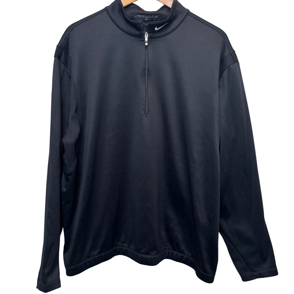 Nike Mens Quarter Zip Pullover XL Black Therma-FIT Golf Fleece Athletic